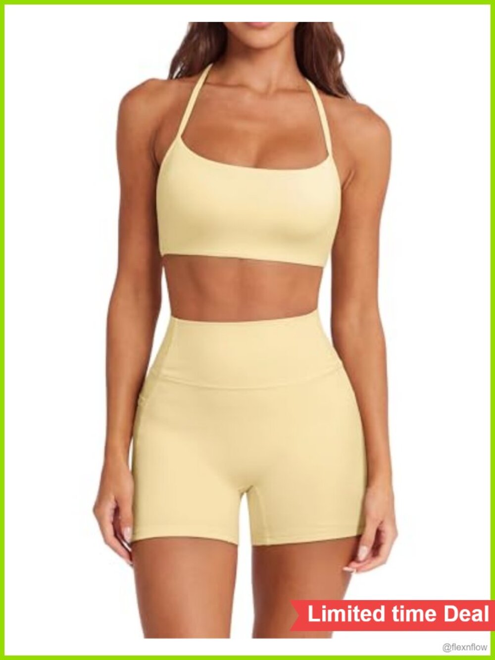 SUUKSESS Two Piece Workout Set Padded Sports Bra High Waisted Shorts